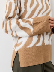 Finery Nude Tully Tan Zebra Knitted Jumper - Image 4 of 5