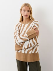 Finery Nude Tully Tan Zebra Knitted Jumper - Image 5 of 5