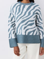 Finery Blue Tully Tan Zebra Knitted Jumper - Image 3 of 4