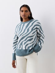 Finery Blue Tully Tan Zebra Knitted Jumper - Image 4 of 4