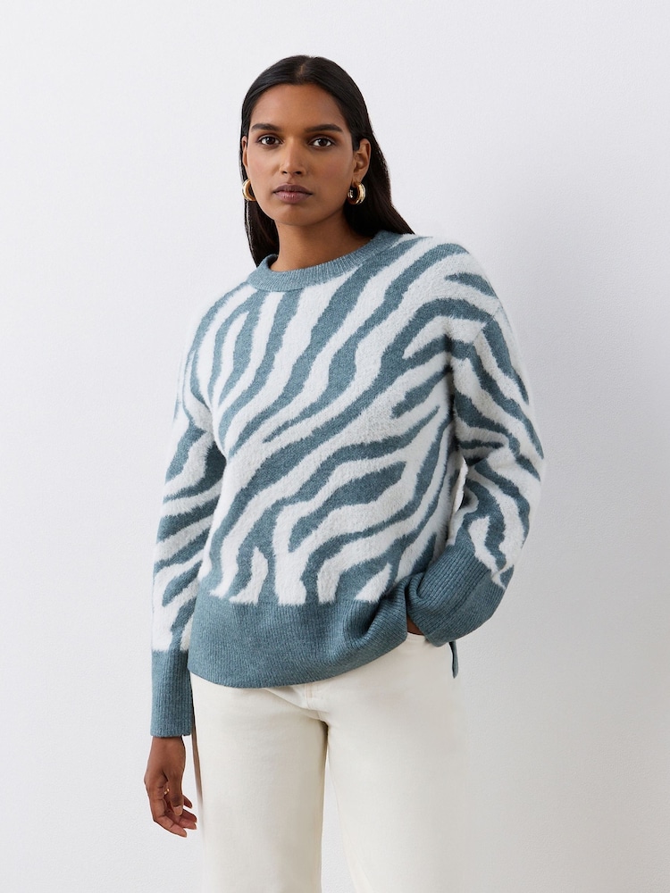 Finery Blue Tully Tan Zebra Knitted Jumper - Image 4 of 4