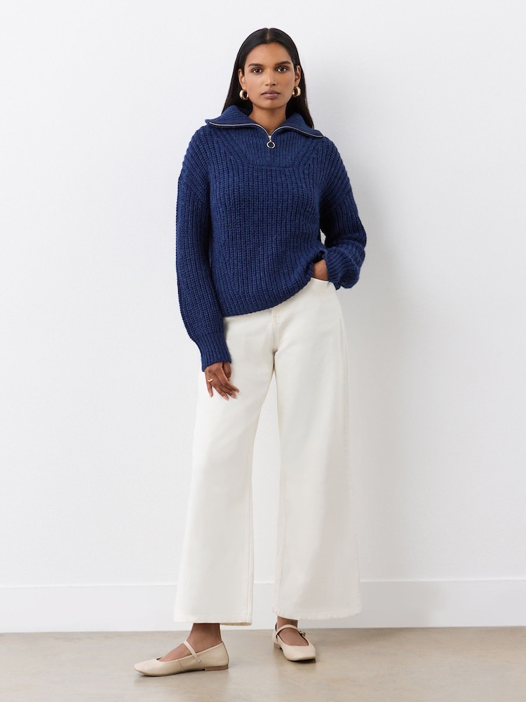 Finery Navy Wilma Half Zip Funnel Neck Jumper - Image 4 of 4 Finery Navy Wilma Half Zip Funnel Neck Jumper - Image 4 of 4
