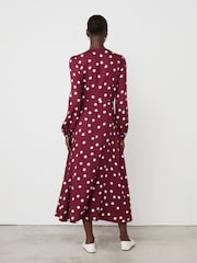Finery Purple Cheryl Bordeaux Polka Dot Midi Dress - Image 2 of 4