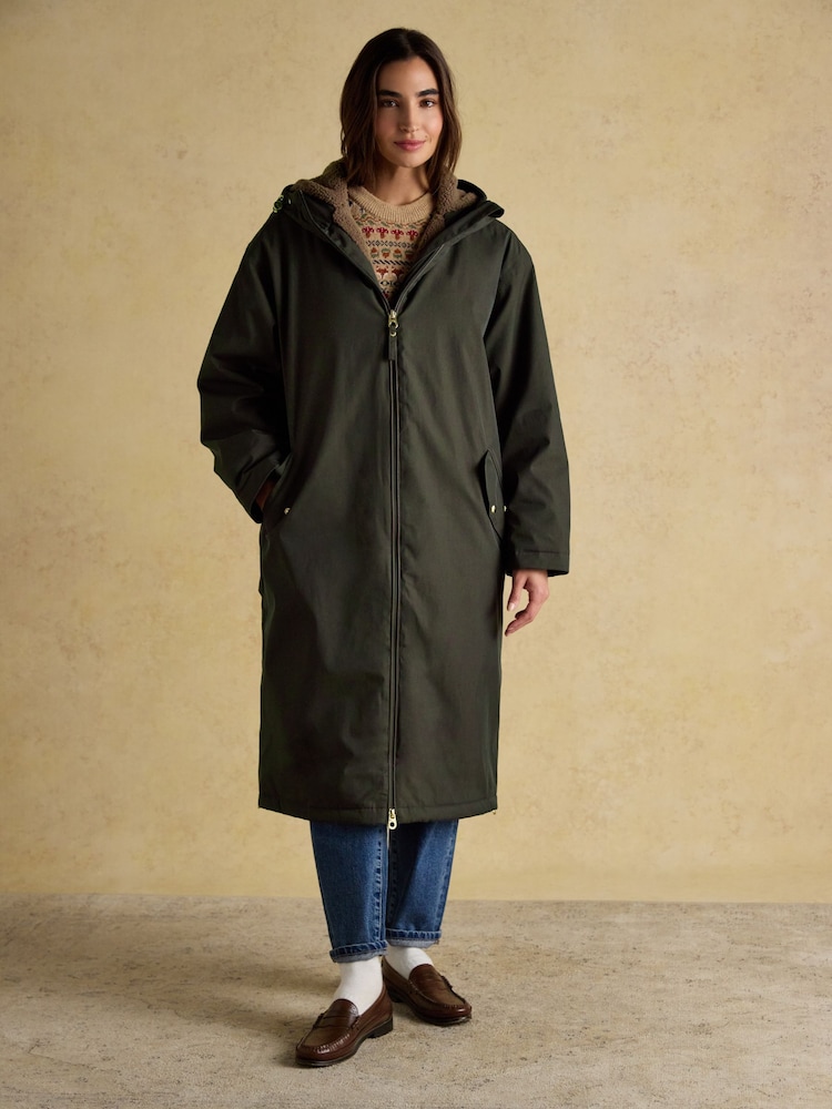 Joules Coverall Green Longline Fleece Lined Waterproof Coat - Image 1 of 12 Joules Coverall Green Longline Fleece Lined Waterproof Coat - Image 1 of 12