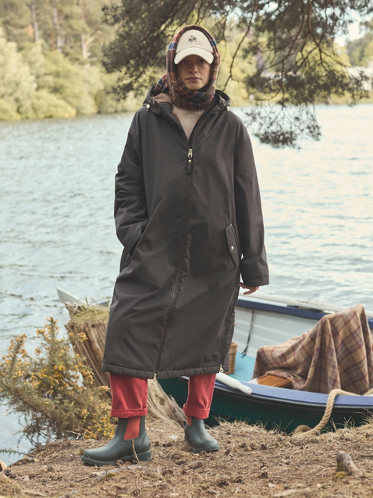 Castanho - Joules Coverall Longline Fleece Lined Waterproof Coat - Imagem 1 de 16