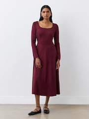 Finery Burgundy Kelly Ponte Jersey Midi Dress - Image 1 of 4