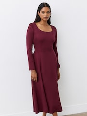 Finery Burgundy Kelly Ponte Jersey Midi Dress - Image 4 of 4