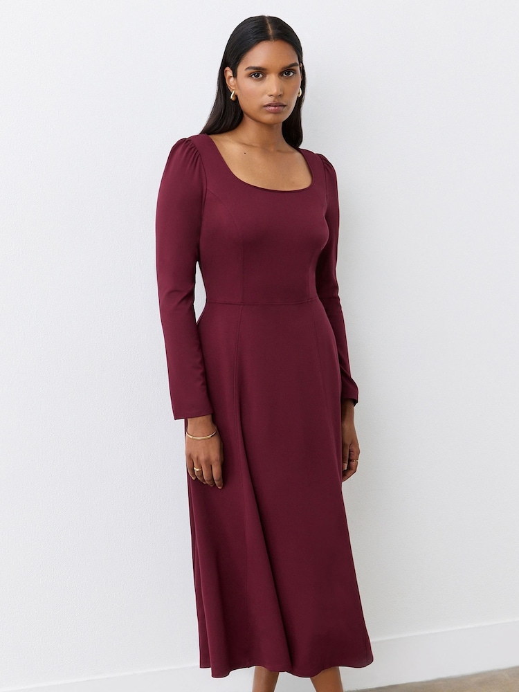 Finery Burgundy Kelly Ponte Jersey Midi Dress - Image 4 of 4