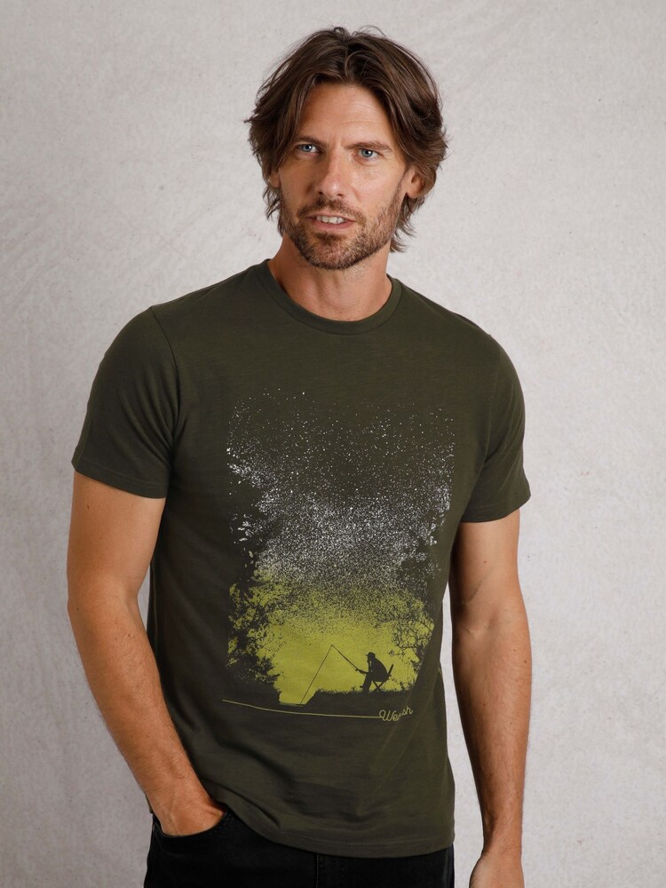 Weird Fish Green Dark Sky 100% Cotton Graphic T-Shirt - Image 2 of 7