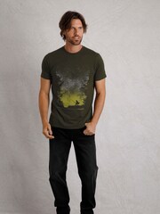 Weird Fish Green Dark Sky 100% Cotton Graphic T-Shirt - Image 4 of 7