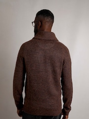 Weird Fish Brown Graham  Eco Shawl Collar Jumper - Image 2 of 7