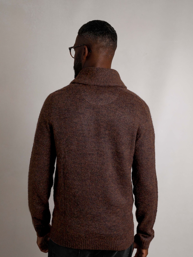 Weird Fish Brown Graham  Eco Shawl Collar Jumper - Image 2 of 7