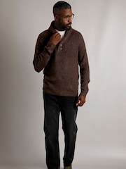 Weird Fish Brown Graham  Eco Shawl Collar Jumper - Image 3 of 7