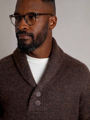Weird Fish Brown Graham  Eco Shawl Collar Jumper - Image 4 of 7