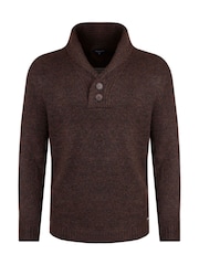 Weird Fish Brown Graham  Eco Shawl Collar Jumper - Image 6 of 7