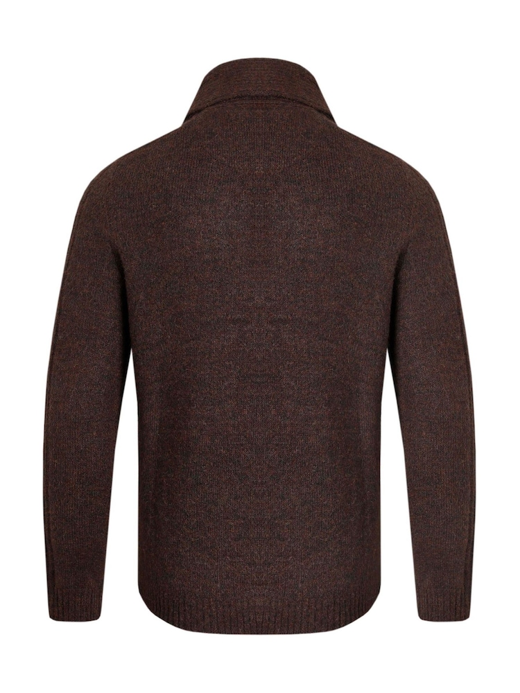 Weird Fish Brown Graham  Eco Shawl Collar Jumper - Image 7 of 7