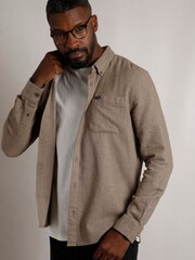Weird Fish Brown Curzon Plain Button Down Long Sleeves Flannel 100% Organic Cotton Shirt - Image 2 of 3