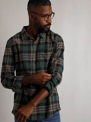 Weird Fish Brown Chester Long Sleeves Flannel Heritage Flannel Check 100% Organic Cotton Shirt - Image 2 of 8