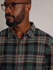 Weird Fish Brown Chester Long Sleeves Flannel Heritage Flannel Check 100% Organic Cotton Shirt - Image 5 of 8
