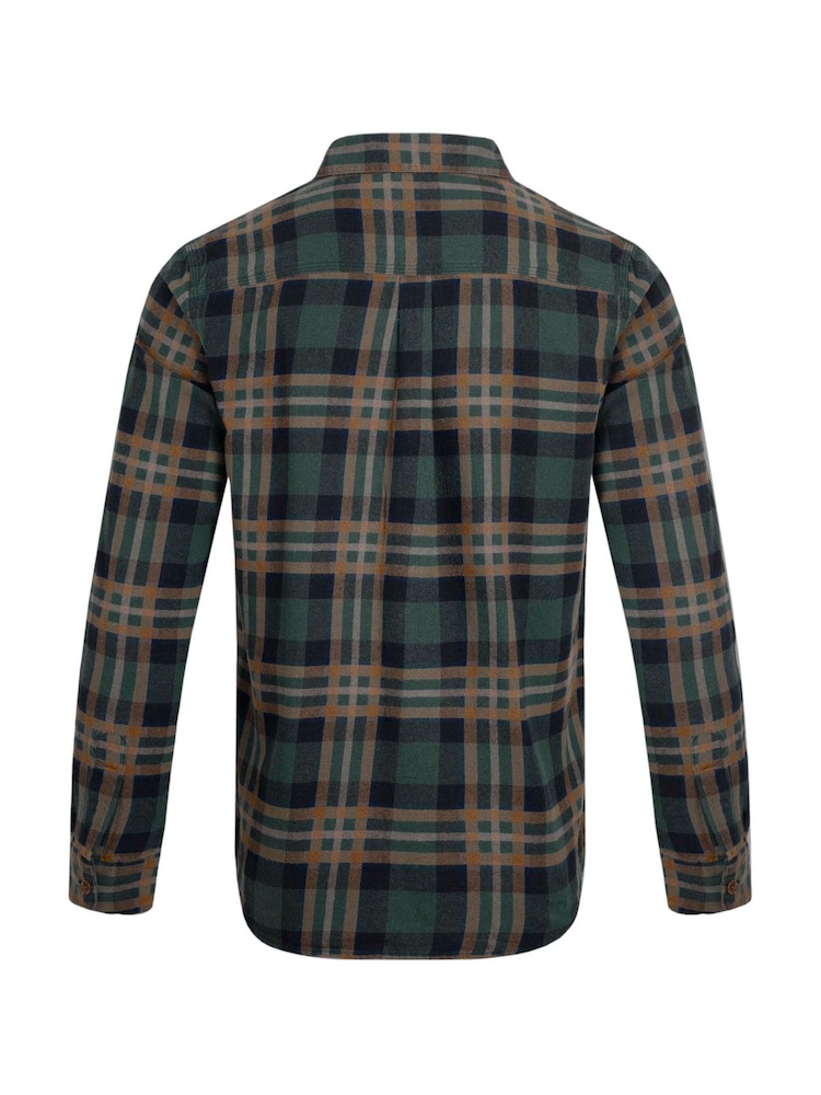 Weird Fish Brown Chester Long Sleeves Flannel Heritage Flannel Check 100% Organic Cotton Shirt - Image 8 of 8
