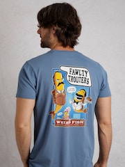 Weird Fish Blue Fawlty Trouters Heritage Wash Artist 100% Cotton T-Shirt - Image 1 of 7