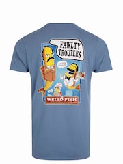 Weird Fish Blue Fawlty Trouters Heritage Wash Artist 100% Cotton T-Shirt - Image 7 of 7
