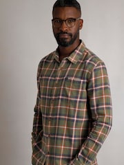 Weird Fish Green Chester Long Sleeves Flannel Heritage Flannel Check 100% Organic Cotton Shirt - Image 2 of 8
