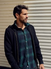 Weird Fish Blue Chester Long Sleeves Flannel Heritage Flannel Check 100% Organic Cotton Shirt - Image 1 of 8