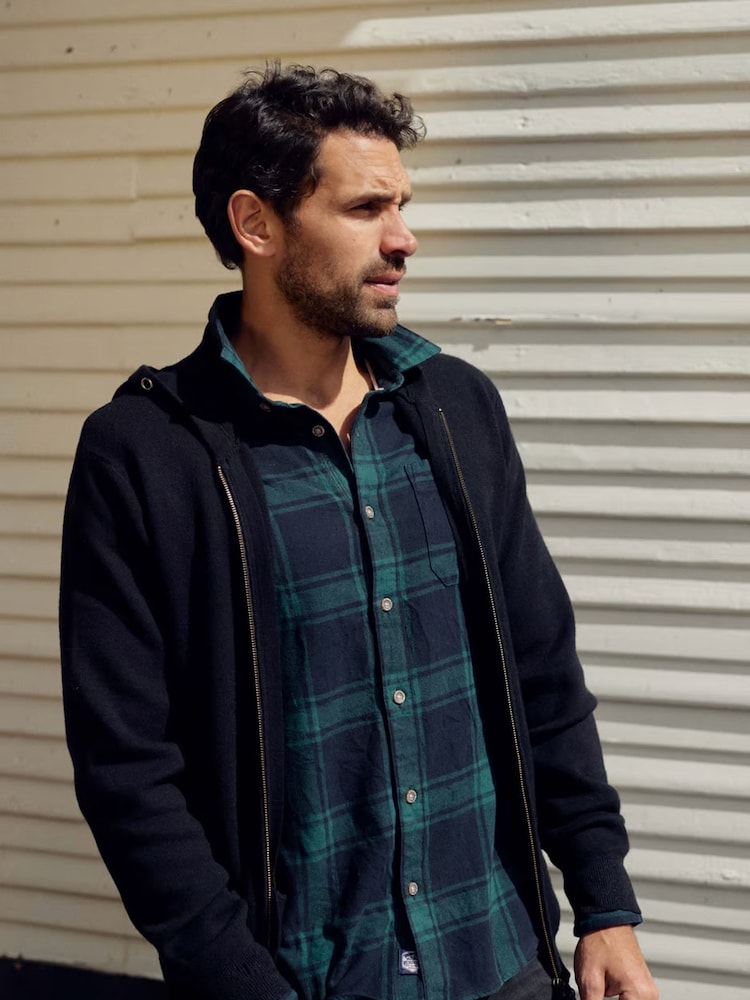 Weird Fish Blue Chester Long Sleeves Flannel Heritage Flannel Check 100% Organic Cotton Shirt - Image 1 of 8