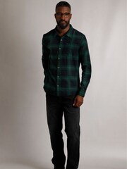 Weird Fish Blue Chester Long Sleeves Flannel Heritage Flannel Check 100% Organic Cotton Shirt - Image 6 of 8