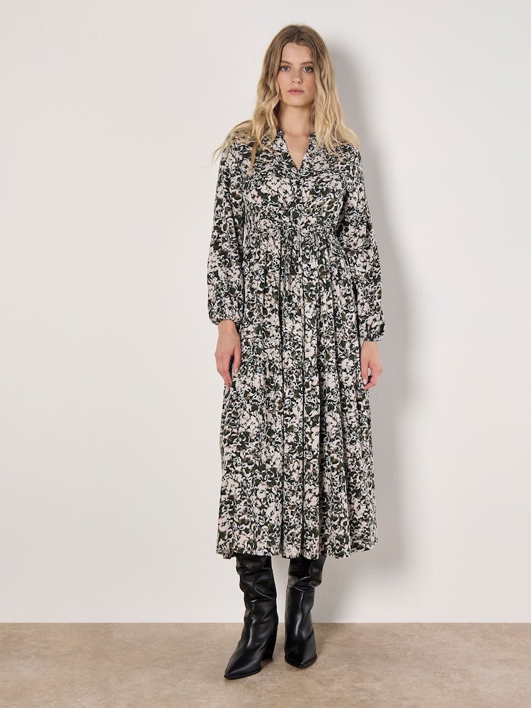Apricot Natural Camo Floral Tiered Midaxi Dress - Image 1 of 5
