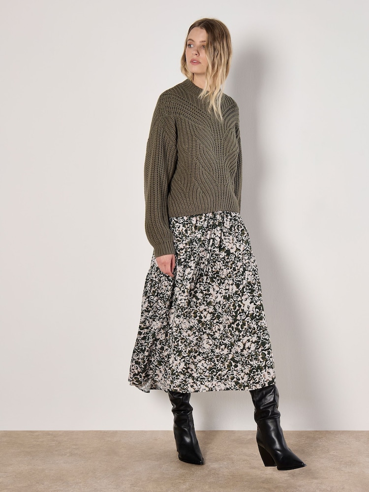 Apricot Natural Camo Floral Tiered Midaxi Dress - Image 5 of 5