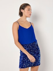 Apricot Blue Chiffon Cami Sequin Skirt Dress - Image 3 of 4