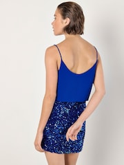 Apricot Blue Chiffon Cami Sequin Skirt Dress - Image 4 of 4