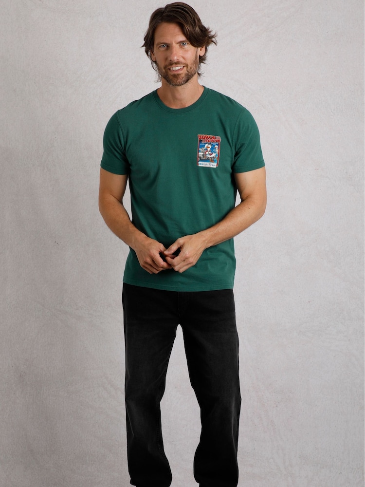 Weird Fish Green Weird Fish Quack To The Future Heritage Wash Artist 100% Cotton T-Shirt - Image 2 of 7