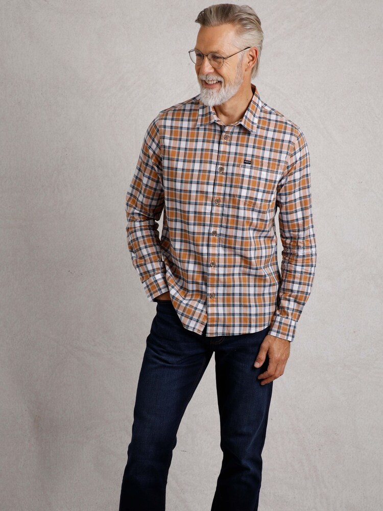 Weird Fish Brown Laurence Long Sleeves 100% Cotton Check Shirt - Image 2 of 7