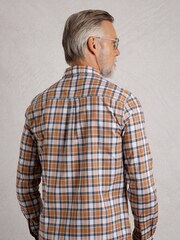 Weird Fish Brown Laurence Long Sleeves 100% Cotton Check Shirt - Image 3 of 7
