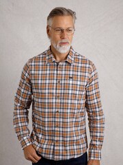 Weird Fish Brown Laurence Long Sleeves 100% Cotton Check Shirt - Image 4 of 7