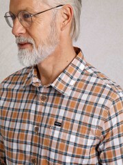 Weird Fish Brown Laurence Long Sleeves 100% Cotton Check Shirt - Image 5 of 7