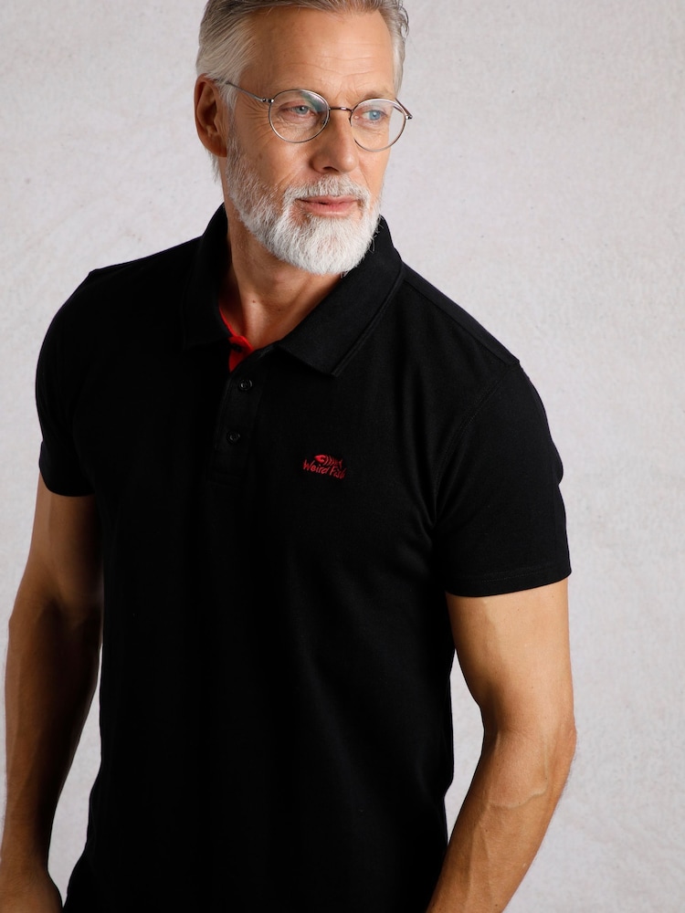 Чорний - Weird Fish Miles Pique 100% Cotton Polo Shirt - Image 1 of 6