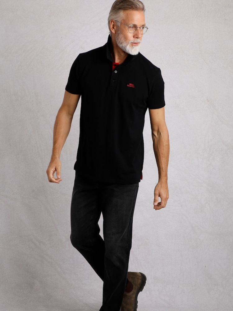 Weird Fish Black Miles Pique 100% Cotton Polo Shirt - Image 3 of 6