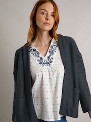 Weird Fish Blue Santosh Cropped Macaroni Cardigan - Image 1 of 8