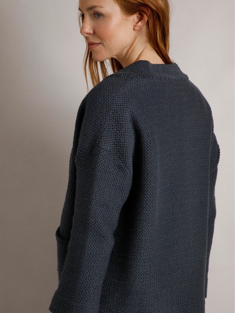 Weird Fish Blue Santosh Cropped Macaroni Cardigan - Image 2 of 8