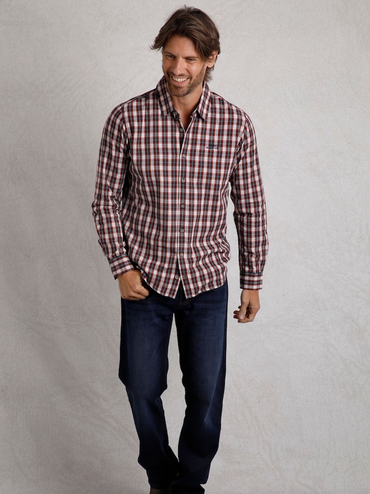 Weird Fish Blue Weird Fish Lando Long Sleeve 100% Cotton Check Shirt - Image 1 of 6