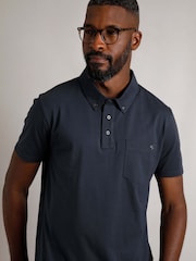 Weird Fish Blue Jeremy Premium 100% Cotton Jersey Polo Shirt - Image 1 of 9