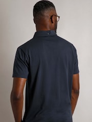 Weird Fish Blue Jeremy Premium 100% Cotton Jersey Polo Shirt - Image 3 of 9