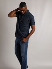 Weird Fish Blue Jeremy Premium 100% Cotton Jersey Polo Shirt - Image 4 of 9