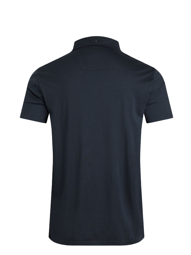 Weird Fish Blue Jeremy Premium 100% Cotton Jersey Polo Shirt - Image 9 of 9