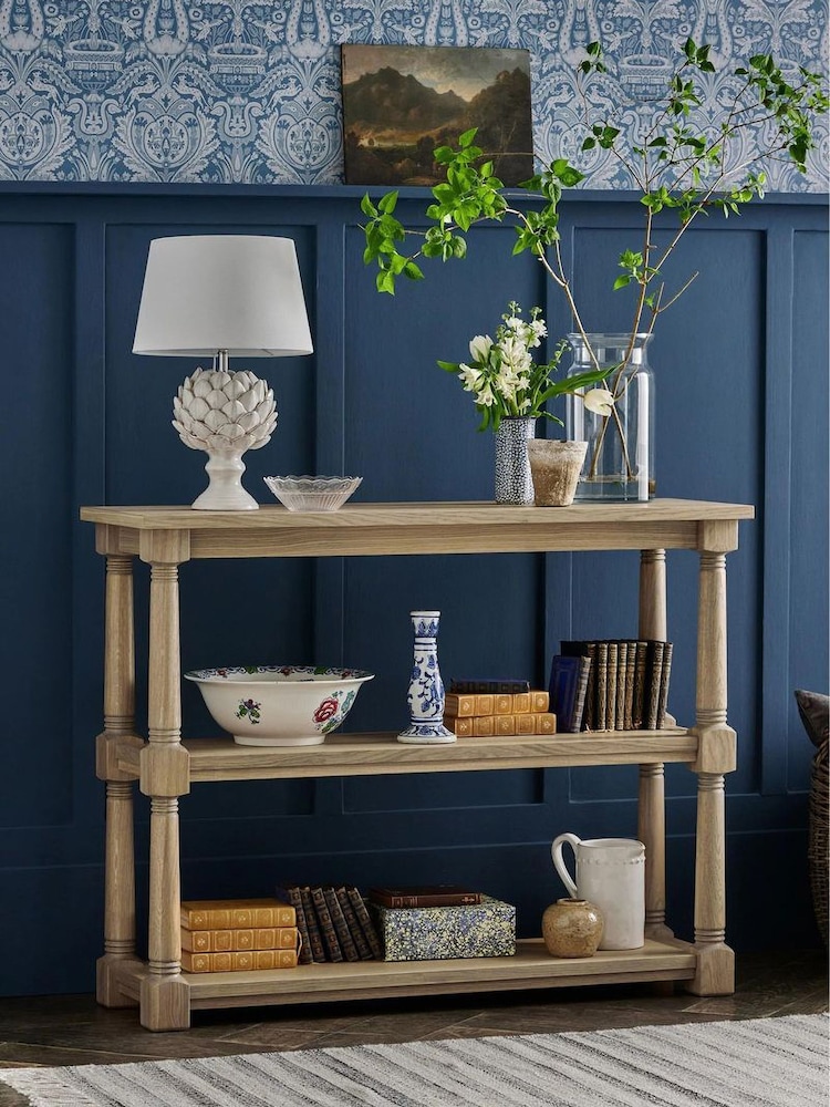 Laura Ashley Oak Wellington Open Low Bookcase - Image 1 of 6