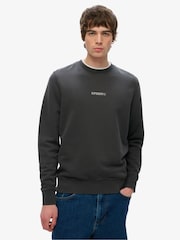 Superdry Black Natural Micro Logo Crew Neck Sweatshirt - Image 1 of 5